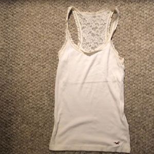 Beautiful Hollister tank top. Off white color. Size extra small. Lace detail.